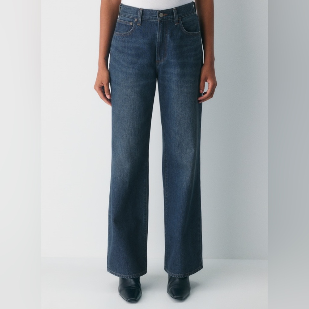 Aritzia Denim Forum Dark Blue The Farrah Hi-Rise Wide Jean - Size 26